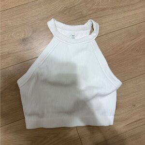 Aerie White Ribbed Crop Top